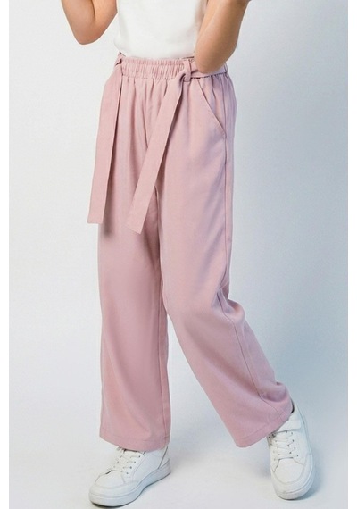 Breeze Kız Çocuk Pantolon Bağlama Detaylı Rahat Kesim Cepli 9-14 Yaş, Pembe