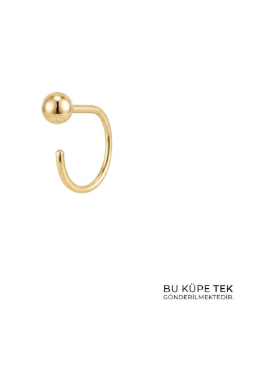 Top Kanca Halka Tek Altın Küpe 14 Ayar