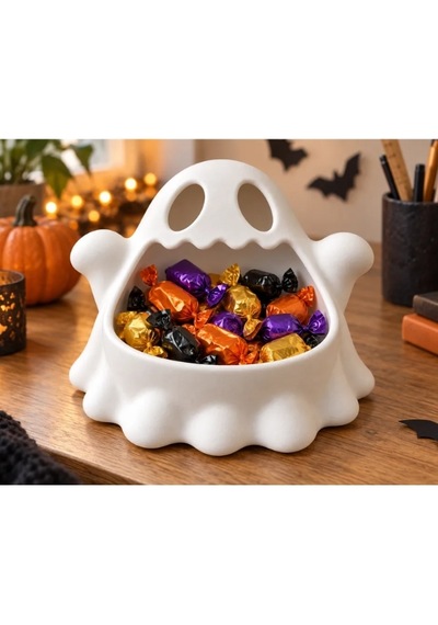 Halloween Cadılar Bayramı Dekoratif Hayalet Şekerlik Kase Masa Üstü Dekor