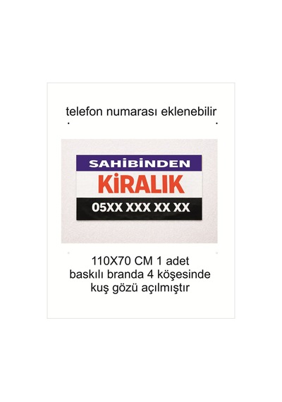 Baskılı Branda Sahibinden Kiralık 110x70 Cm 1 Adet