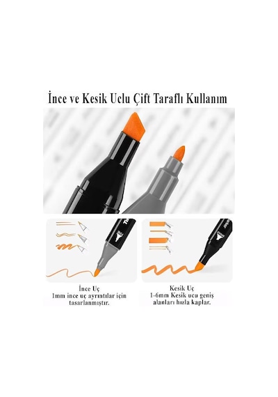Touch Marker Çift Uçlu Marker Çantalı Kalem Seti 24'lü