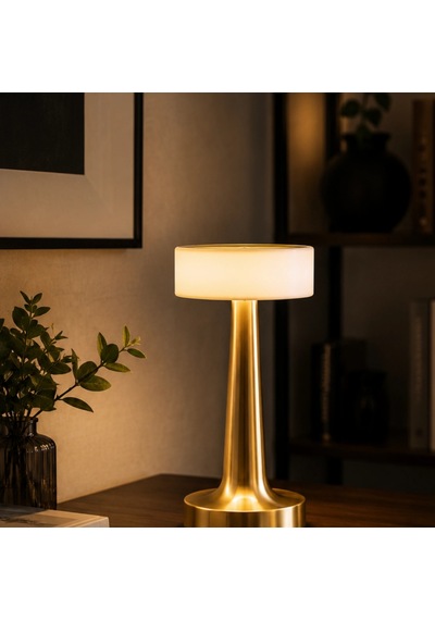 Gold Mantar Led Masa Lambası 3 Renk Dimmerli Dokunmatik Type-c Şarjlı Kare Tasarım Renkli