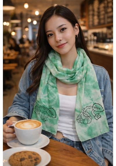 İpek Fular, El Boyaması, İnce İpek Fular, Hediyelik, Batik Boyama Fular, Moli Tasarım Çok Renkli