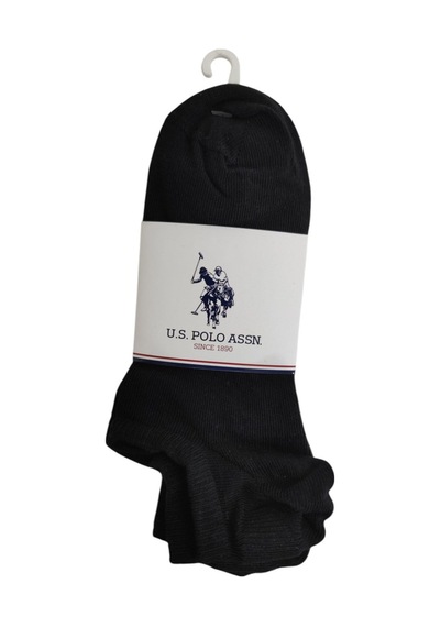U.S. Polo Assn. 5 Li Paket Siyah Sneaker Çorap - Pamuklu Esnek Günlük Spor Çorabı