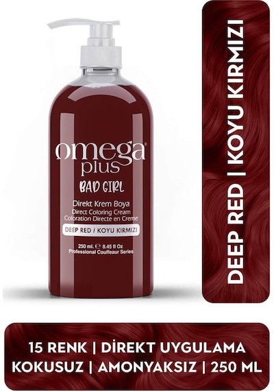 Omega Plus Bad Girl Koyu Kırmızı Amonyaksız Renkli Saç Boyası 250ml