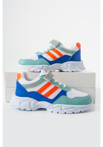 Adımist Çocuk Ortopedik Cırtlı Hafif Unisex Sneaker Spor Ayakkabı Maf Cırtlı Yeşil - Mavi