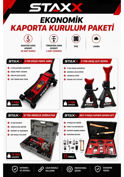 Staxx Kapse1012 Kaporta Servis Açılış Paketi Tam Donanımlı Oto Servis Seti Kaporta Kurulum Servisi