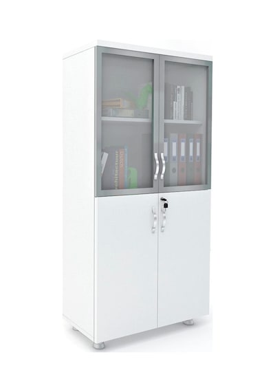 Modüler Dünyası 2 Cam Kapak Kilitli Dosya Dolabı Beyaz 80X38X153 Beyaz