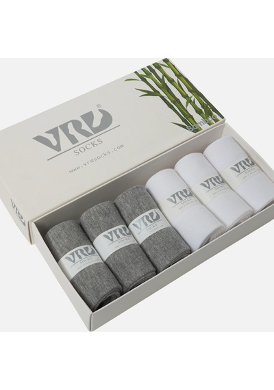 Dikişsiz Bambu Kadın Çorap Gri Beyaz Renk Kadın Çorap Kutulu 6 Çift Premium Mix Düz Çorap Beyaz - Gri