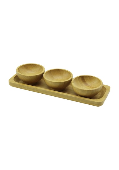 Dmr Home Dmr-8481 Ahşap Bambu Lokumluk Ve Çerezlik Kase Çap: 6cm 3 Adet Mini Sunum Tepsili Diğer