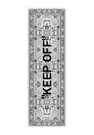 Beyaz Keep Off Desenli Premium Masa Örtüsü Runner Rnr455