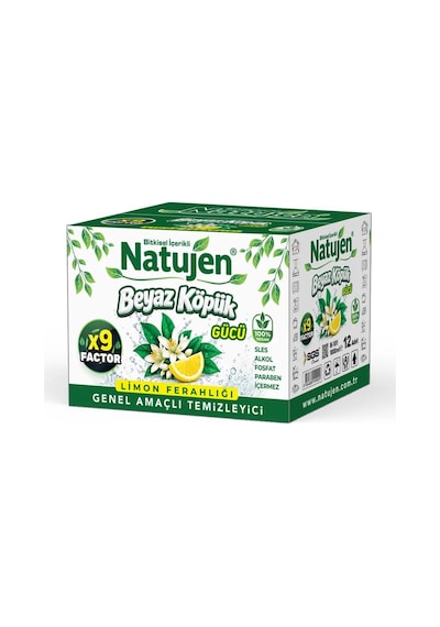 Natujen Genel Amaçlı Temizleyici Beyaz Köpük Gücü Limon Ferahlığı X9 Factor 2x1000 Ml. 2'li Set