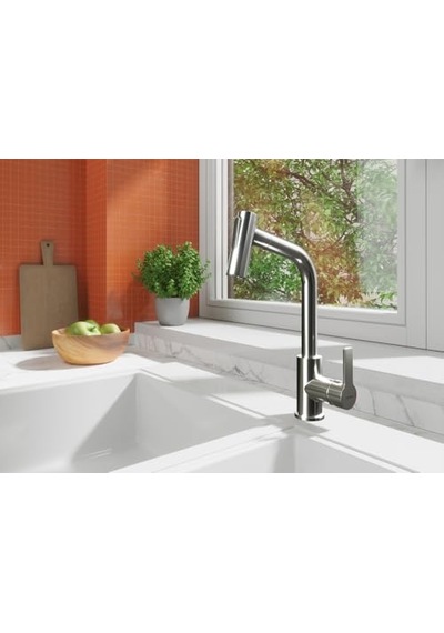 Maestro A42146 Pull-out Eviye Bataryası, 24 Cm Yükseklik, 6 L/dk Akış Hızı, Krom Çok Renkli