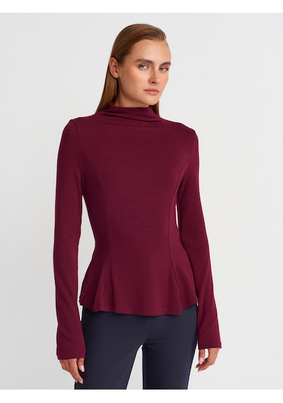 Dilvin 32038 Uzun Kollu Peplum Top-bordo Bordo Dilvin 32038 Uzun Kollu Peplum Top-bordo Bordo
