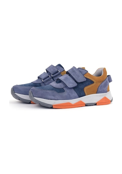 Rakerplus Hakiki Deri Mavi Süet Taba Çocuk Cırtlı Sneakers Spor Ayakkabı Mavi