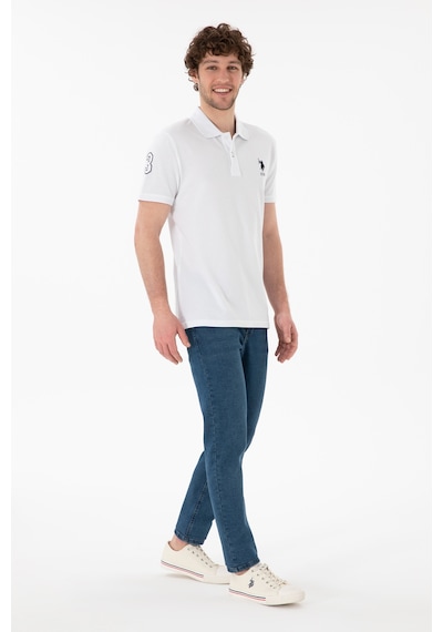 U.S. Polo Assn. Erkek Slim Fit Polo Yaka Beyaz Basic Tişört 50305929-VR013