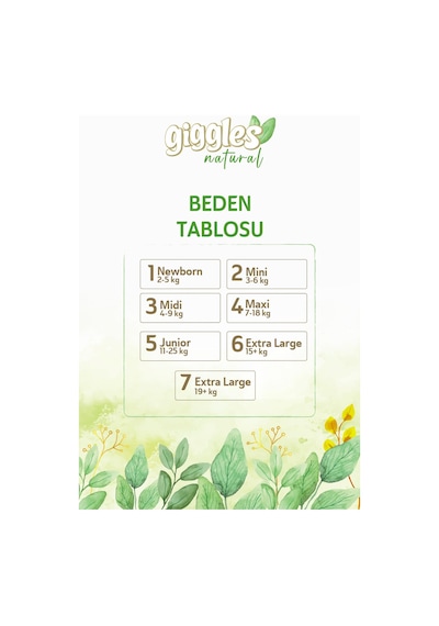 Giggles Natural Jumbo 7 Numara Pamuklu Bebek Bezi 52 Adet 7 Numara
