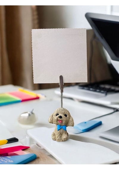 Mavi Papyonlu Kawaii Sevimli Köpek Fotoğraf - Not Tutucu Mavi Papyon