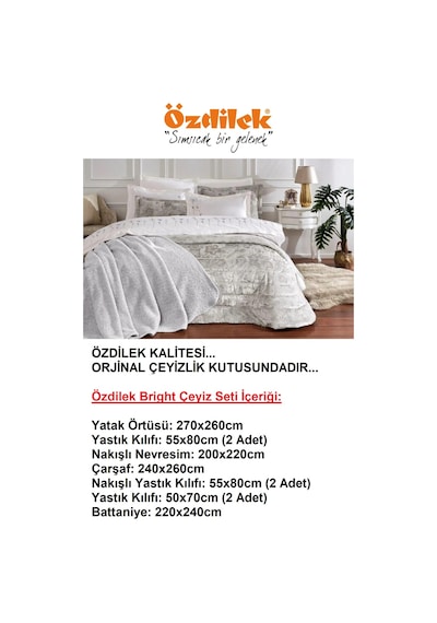 Özdilek Premium 10 Parça Çift Kişilik Çeyiz Seti-bright Krem