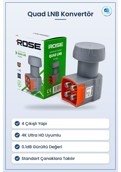 Universal Quad Lnb 4 Çıkışlı 4k Ultra Hd 0.1db Uydu Anteni Konver