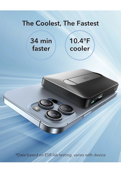 10000 Mah Taşınabilir Şarj Cihazı Qi2 Kickstand Magsafe Dijital Gösterge Standlı Powerbank Beyaz BEYAZ