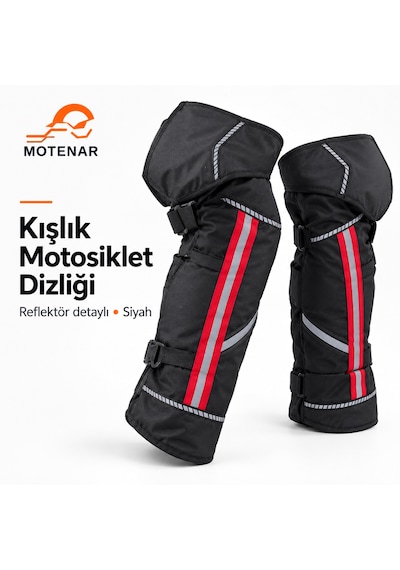 Motenar Kışlık Motosiklet Dizliği Reflektör Detaylı Siyah