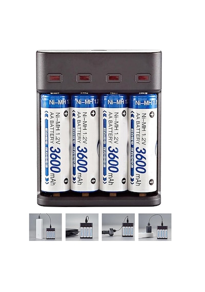 Greentech Pil Şarj Cihazı Dört Yuvalı - 1.2v Ni-mh / Ni-cd Aa / Aaa / Gt-bc07