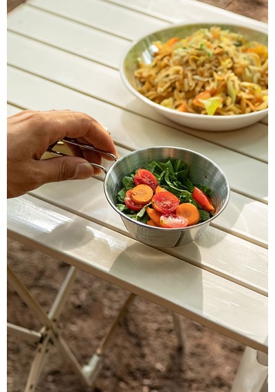 Çelik 275 Ml Katlanır Kulp Ölçekli Kamp Ve Piknik Kasesi Mt102 Gri