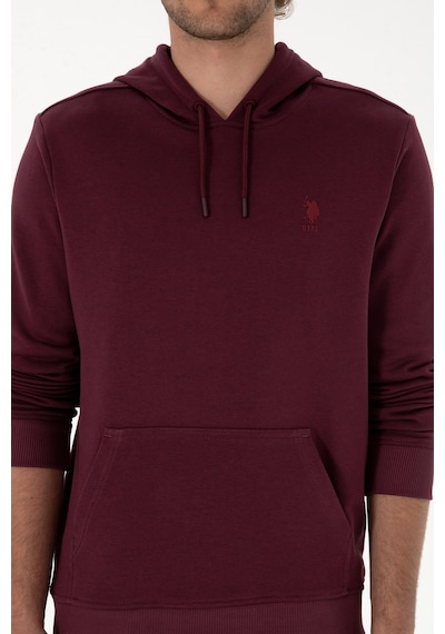 U.S. Polo Assn. Erkek Regular Fit Kapüşonlu Koyu Bordo Basic Sweatshirt 50313720-VR177