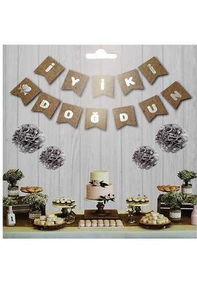 Kraft Gümüş Iyi Ki Doğdun Yaldızlı Banner