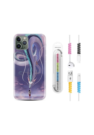 Apple Uyumlu iPhone 11 Pro Kılıf Kablo Koruyuculu Kız Ve Ejderha 1742