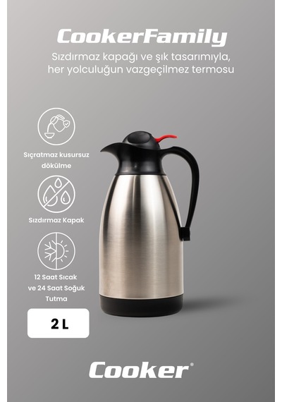 Cooker Classic 2 Litre Paslanmaz Çelik Termos Ckr2006 Gümüş