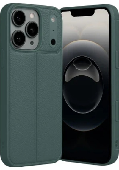 Apple Apple iPhone 17 Pro Max İçin Uyumlu Deri Tasarımlı Elde Kaymaz Korumalı Silikon Kılıf