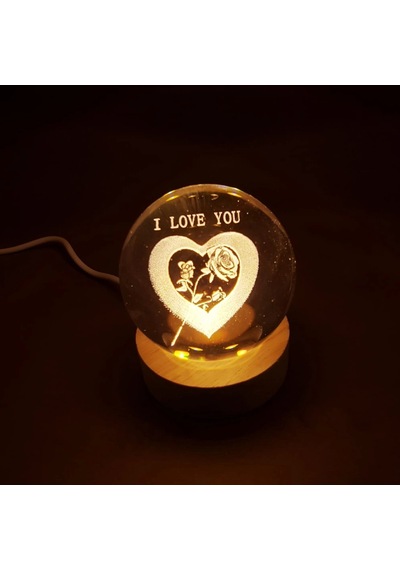 Cam Küre I Love You Işıklı