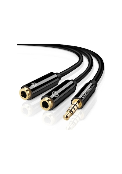 Ugreen 30620 Mikrofon Ve Kulaklık Ayırıcı 3.5Mm Y Kablo Siyah