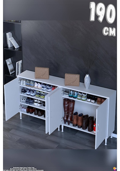 Modilayn Alba Ayakkabılık - Kapaklı 4 Raf 6 Bölmeli Dar Alanlar İçin Çok Amaçlı Dolap 190 Cm Beyaz Modilayn Alba Ayakkabılık - Kapaklı 4 Raf 6 Bölmeli Dar Alanlar İçin Çok Amaçlı Dolap 190 Cm Beyaz
