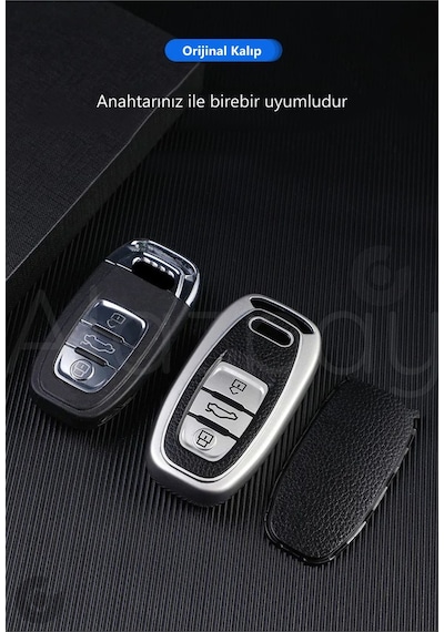 Audi A1 A3 A4 A5 A6 A7 A8 Q3 Q5 Q7 S4 S5 S6 S7 S8 R8 Tt Deri Görünüm Tpu Anahtar Kılıfı Yeşil