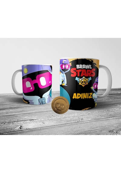 Brawl Stars Shade Kişiye Özel İsimli Kupa Bardak Ve Altın Coin Figür Seti Çok Renkli