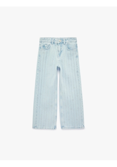 Koton Pamuklu Kalpli Taş Detaylı Geniş Paça Denim Pantolon Lıght Indıgo 6skg40085ad Açık Mavi Koton Pamuklu Kalpli Taş Detaylı Geniş Paça Denim Pantolon Lıght Indıgo 6skg40085ad Açık Mavi