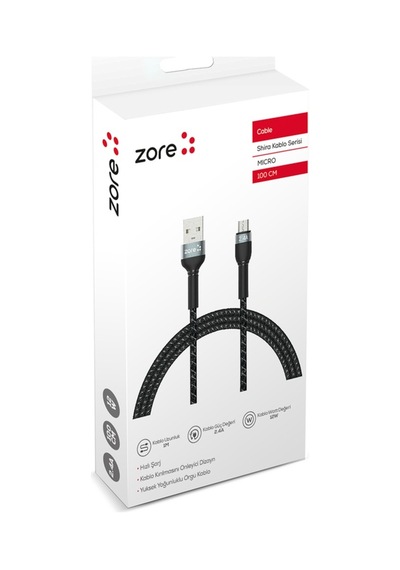 Shira Serisi Micro Usb Kablo 1 Metre-Siyah