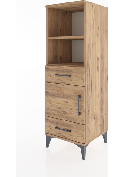 Hyperion Dolap 3 Raflı 2 Çekmeceli Tek Kapaklı 44x44x134 Çam-çam Çam