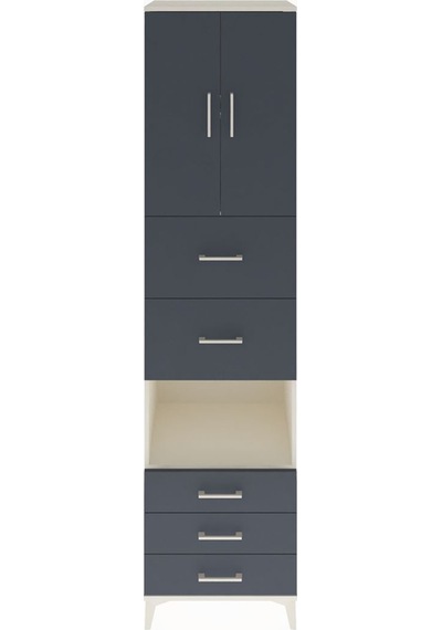 Hyperion Dolap 3 Raflı 5 Çekmeceli 2 Kapaklı 60x44x243 Aytaşı-antrasit Aytası