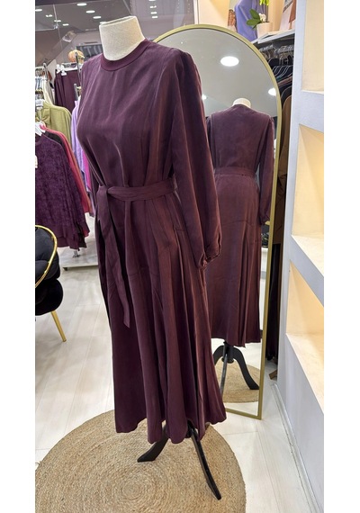 Misswhence 39842 Cupro Elbise Bordo