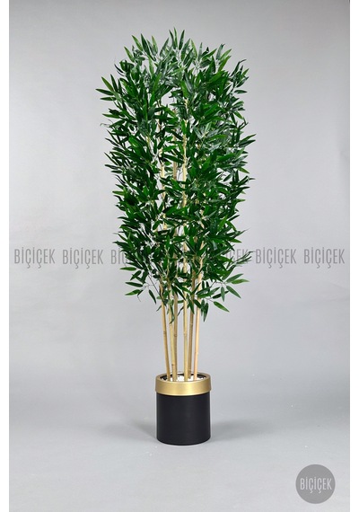 Yapay Bambu Ağacı 170cm Siyah Gold Metal Saksıda Siyah-gold