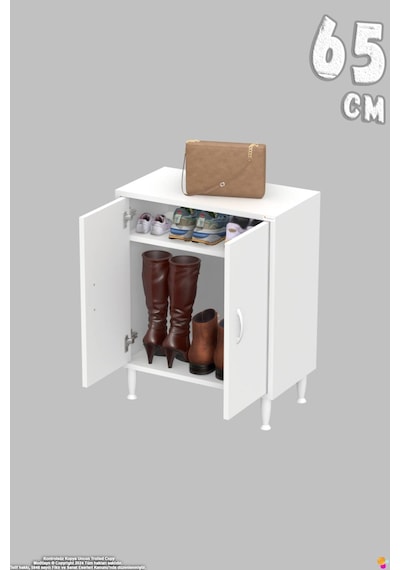 Bulut Ayakkabılık - Kapaklı 1 Raf 2 Bölmeli Dar Alanlar İçin Çok Amaçlı Dolap 65 Cm Beyaz Bulut Ayakkabılık - Kapaklı 1 Raf 2 Bölmeli Dar Alanlar İçin Çok Amaçlı Dolap 65 Cm Beyaz