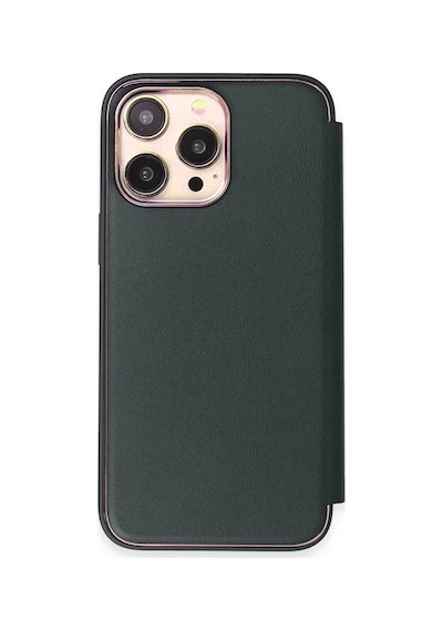 Apple iPhone Uyumlu  14 Pro Max Uyumlu Kılıf Dolpin Kapaklı - Koyu Yeşil