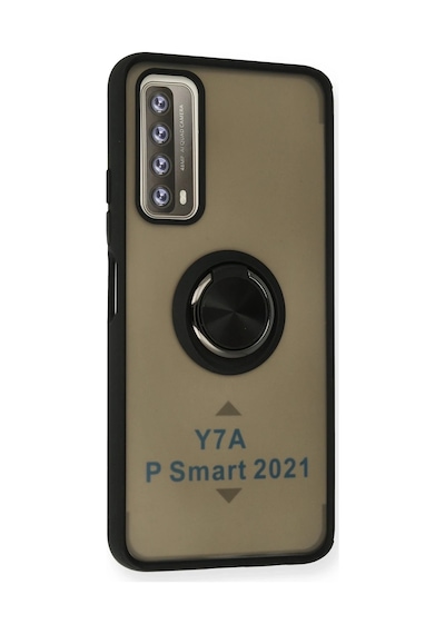 Newface - 99 - Huawei P Smart 2021 Kılıf Montreal Yüzüklü Silikon Kapak - Kmrsfres - - Siyah Sıyah