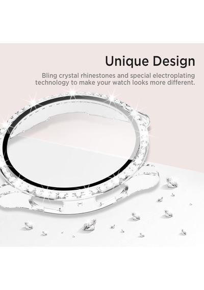 Samsung Galaxy Uyumlu Watch 8 40mm Tek Sıra Taşlı Kasa Koruyucu Ekran Koruyucusuz Teksıra
