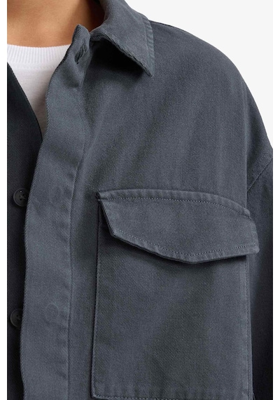 Defacto Erkek Çocuk Oversize Geniş Kalıp Polo Yaka Uzun Kollu Gömlek G3621a825auar104 Antrasit-ar104