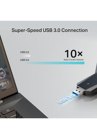 Archer T5u Plus Ac1300 Wifi Usb Adaptör, Dual Band 1300 Mbps 867 Mbps 5ghz + 400 Mbps 2.4ghz , Usb 3.0, Çift Yüksek Kazançlı Anten, Wpa3, Windows Uyumlu Kablosuz Adaptör